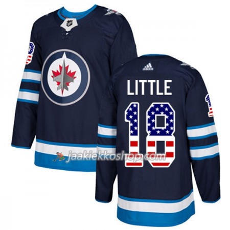 Miehille NHL Winnipeg Jets Pelipaita Bryan Little 18 Adidas 2017-2018 Marine Sininen USA Flag Fashion Authentic